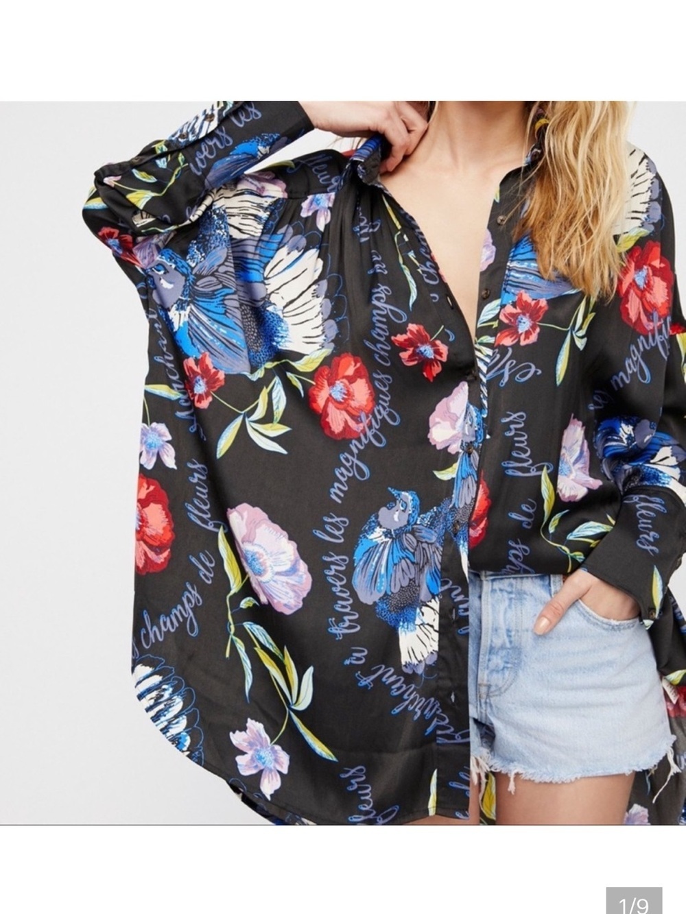 Free People Silky Nights floral print Blouse size XS